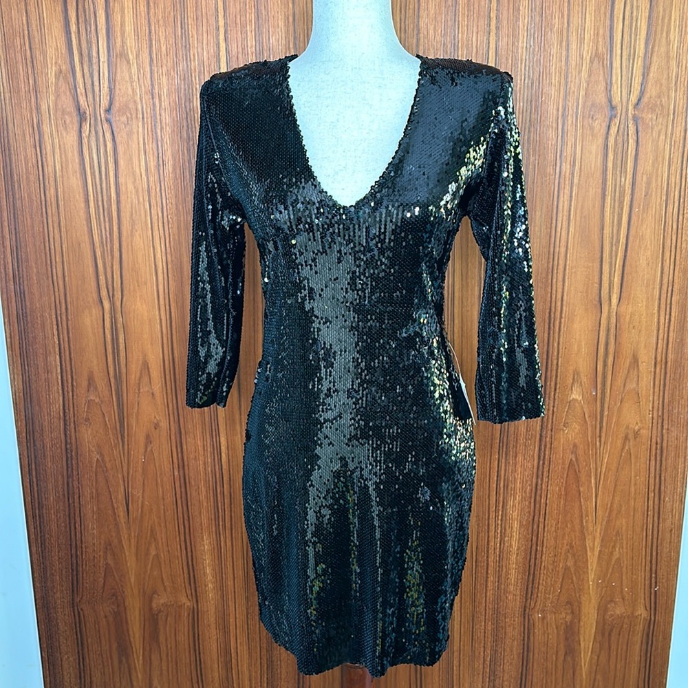 Zara sequins dress black Small NWT